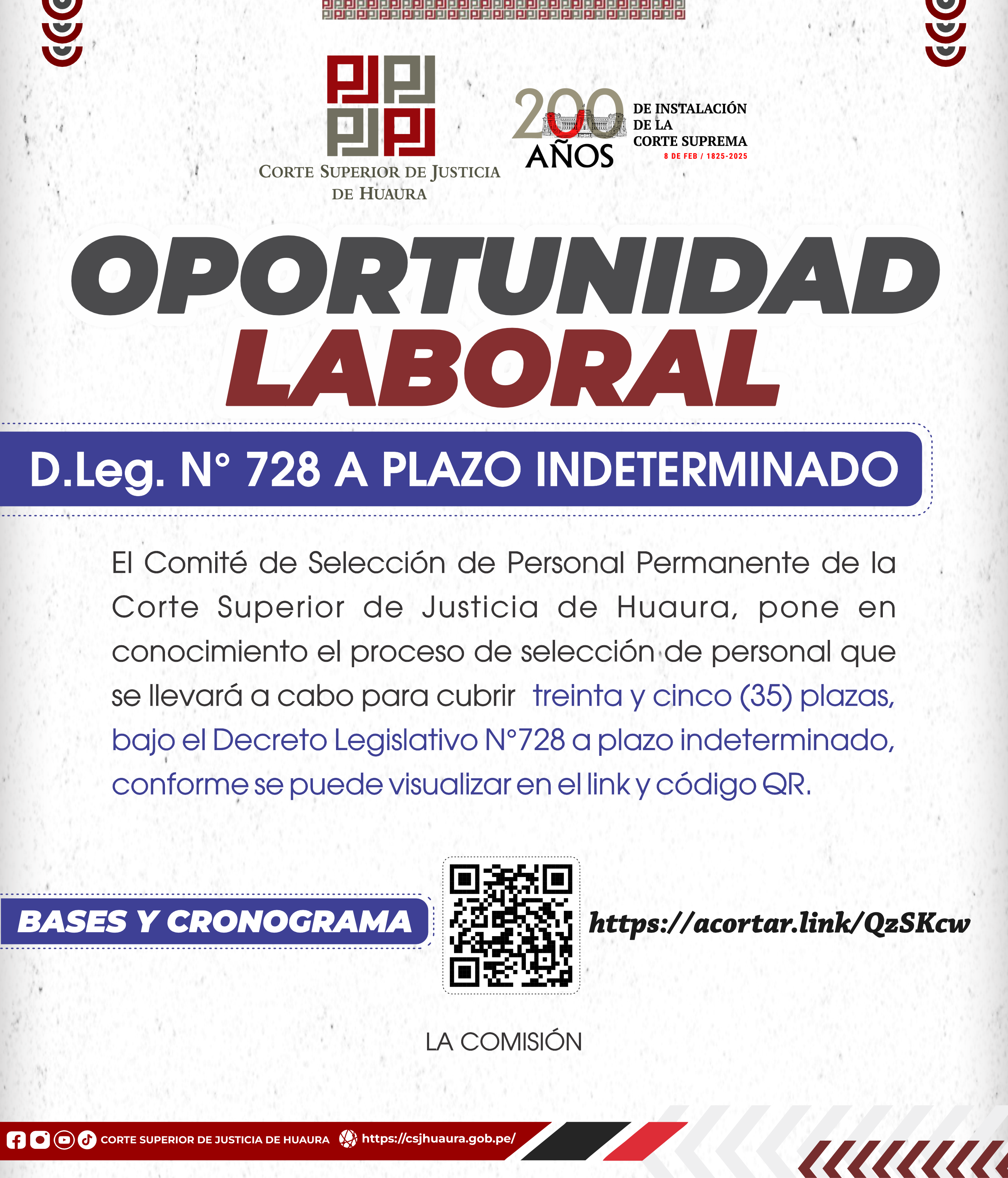 Convocatoria Personal CSJ Huaura